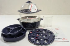 Dash Deluxe Express Two-Tier Egg Cooker NAVY Hard-Boiled Poached Scramble Omelet