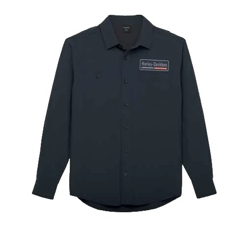 Harley-Davidson Polyester Long Sleeve Casual Button-Down Shirts for Men