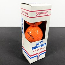 NOS Vintage Spalding Kro-Flite Golf Balls Orange 3 Ball Sleeve 1970s