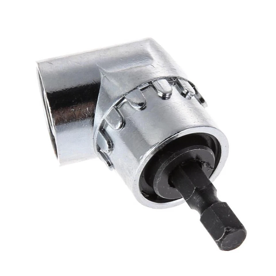 105 Degree Right Angle Drill Bit + Silver Hex Shank Socket Adapter Set 1/4 Shank - Image 2 of 4