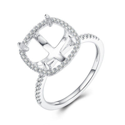 0.3CT Diamonds Semi Mount Engagement Ring Solid 10K White Gold Cushion 10x10mm