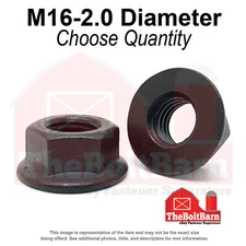 M16-2.0 Class 10 Hex Flange Nuts Phos & Oil Coarse Thread (Pick Quantity)