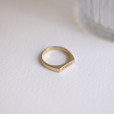 14K Massivgold Monogramm Namensring D-förmiger personalisierter Ring
