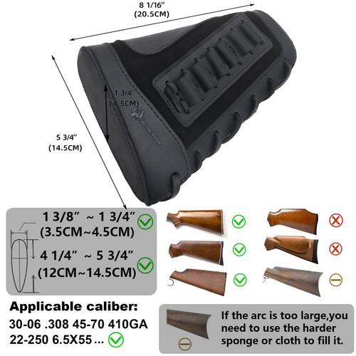 Custodia in pelle per munizioni copri fucile fucile buttstock per .357/.308/.22lr/12GA - Foto 17 di 62
