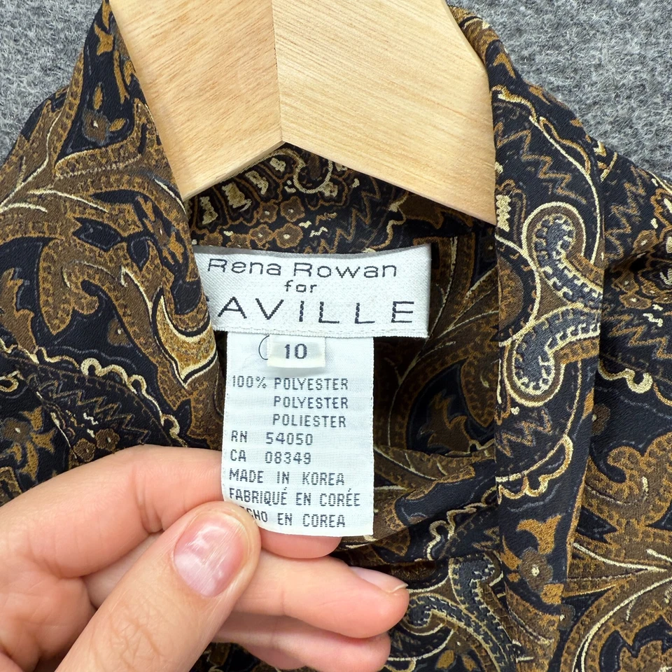 Blusa Rena Rowan Mujer 10 Marrón Geométrica Cuello Alto Manga Larga Pullover Informal Foto 3 de 4