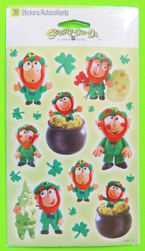 Variety ST PATRICK'S DAY STICKERS Lucky Irish Leprechauns Animals Shamrock NIPs - Picture 4 of 8