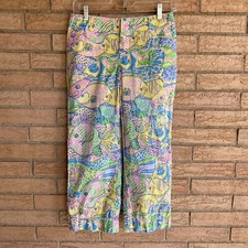 Lilly Pulitzer AOP pastel fish animal novelty print capri pants size 0 fits 28"