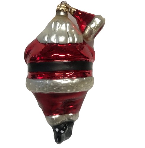 Dept 56 Santa Ornament Mercury Glass 7" Christmas Vintage Jingle Bell Hat Poland - Picture 2 of 10