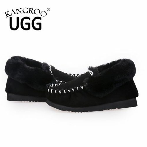 Black Australian Sheepskin Kangroo® UGG Moccasins Slippers Lambskin Wool Boots - Picture 3 of 11