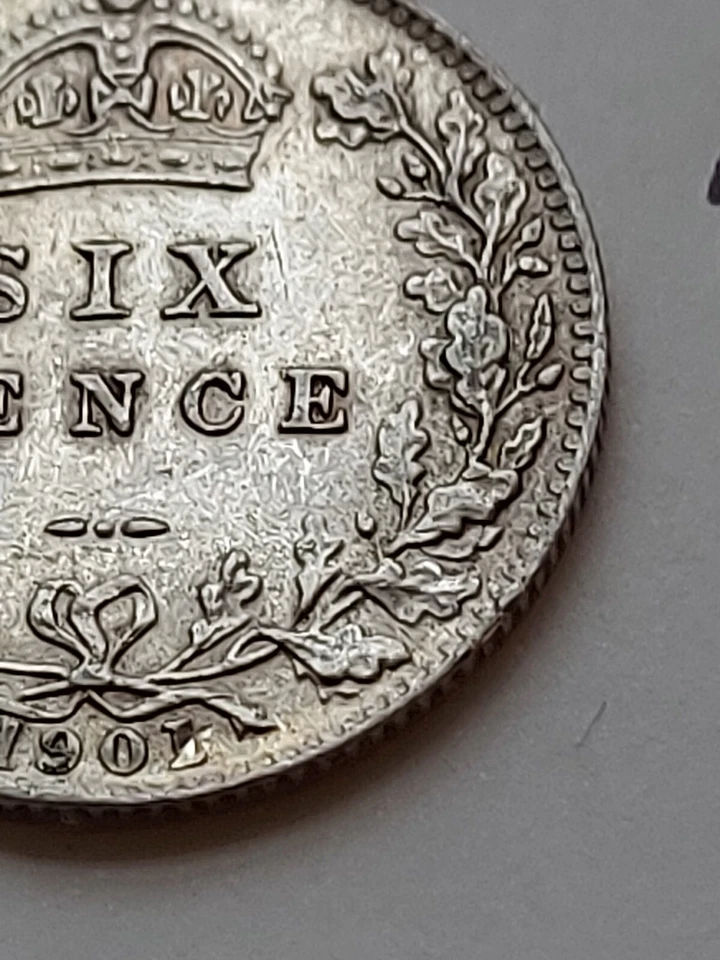1901 Queen Victoria Sixpence Six Pence 6p 6d Old Veiled Head Quality Silver Coin - Image 4 of 4