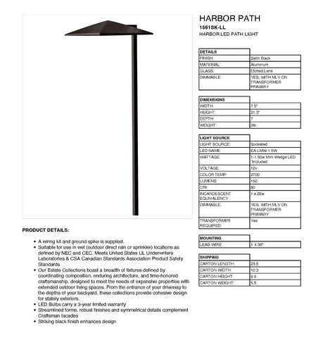Hinkley 1561SK-LL Harbor LED Path Light – Satin Black – LED Included - Picture 2 of 2