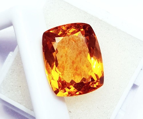 Natural Citrine 12.25 Ct CERTIFIED Loose Gemstone Cushion Cut For Sale - Picture 3 of 8