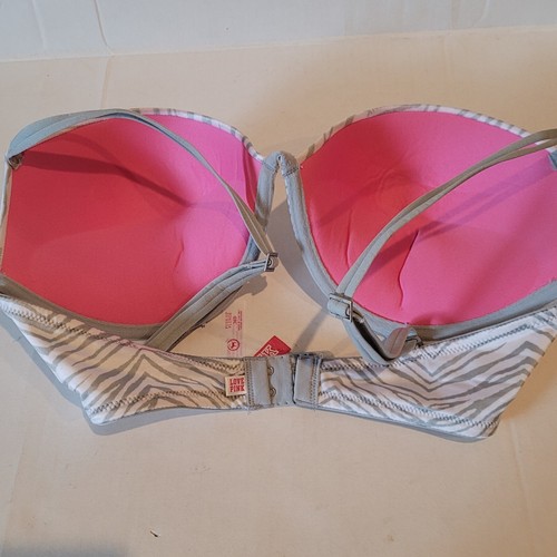 Sujetador Victoria's Secrets Push Up Talla 36D Gris Blanco Estampado Animal Con Aros - Imagen 4 de 5