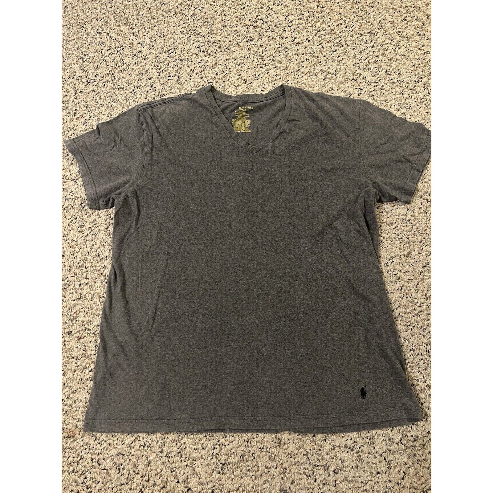 PONY Polo Ralph Lauren grigia scollo a V grande maglietta uomo usata.