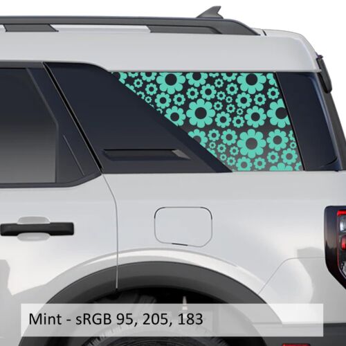 Daisy Floral Rear Quarter Window Decals Fits 2021+ Bronco Sport - Foto 2 di 9