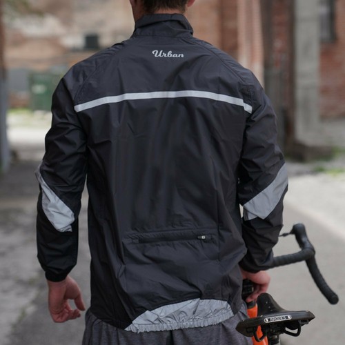 Urban winddichte & wasserdichte Pendler Fahrradjacke - Schwarz - Bild 2 von 5