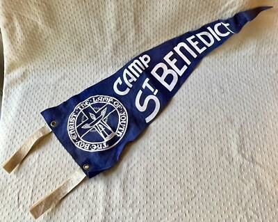 Vintage Pennant Catholic Camp St Benedict Newton NJ - Boy Christ Lamp Of Youth