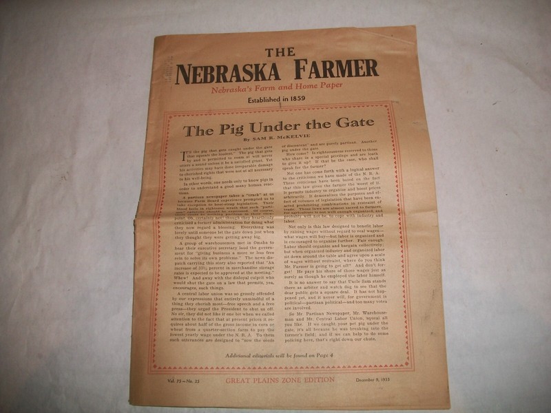 Dec 9, 1933, THE NEBRASKA FARMER--Newspaper, Magazine, Periodical--Free Ship