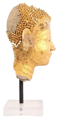 Lifesize Ayutthaya Stucco and Gold Leaf Buddha Temple head - Picture 4 of 7