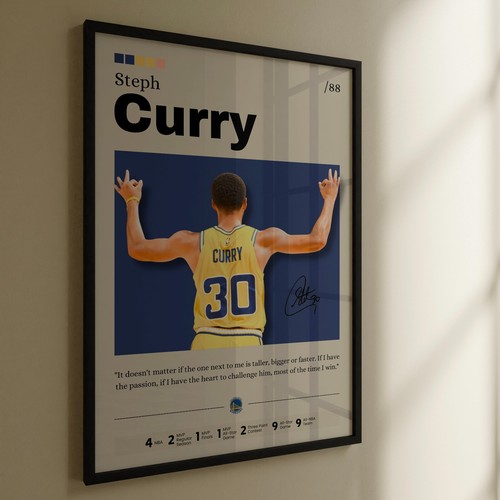 Steph Curry poster, Golden State Warriors wall art, basketball print, Curry art - Picture 3 of 10