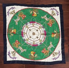 Horse and Carriage Equestrian Square Scarf Silky VGUC