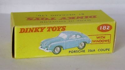 Repro Box Dinky Nr.182 Porsche 356 A Coupe blau und rot