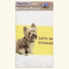 Fiddlers Elbow Kitchen Dish Tea Towel YORKIE Dog, Lets Be Friends 22 x 32