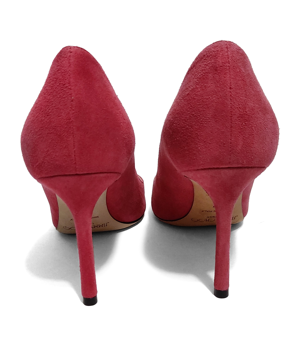 Jimmy Choo Romy 85 Pink Suede EU 37 US 7 Pointy Toe Pumps
