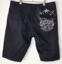 Ripcurl Rip Curl Black cotton drill Y2K graphic print back shorts Sz 34 Men's