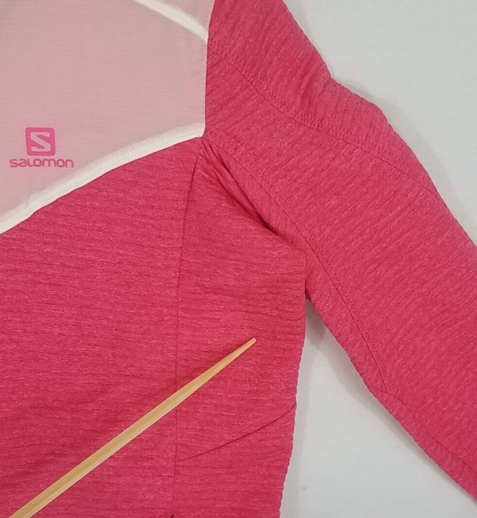 Salomon Giacca con Cappuccio Donna M Elevate Misto Lana Rosa Colorblock Trapuntata Calda