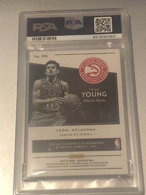 2018-19 Panini Noir Trae Young RC Rookie Auto /99 PSA9 #394