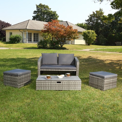 Gartenmöbel Sitzgruppe Sofa Möbel Lounge Rattan Sitzgarnitur Gartenset Tisch Set - Bild 8 von 33