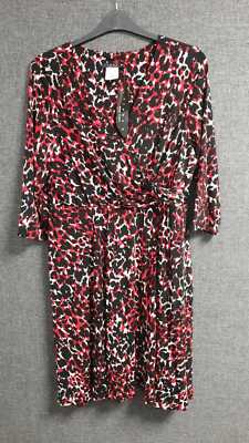 Tiana B Wickelkleid rot/schwarz Print UK 20 LN015 QQ 18