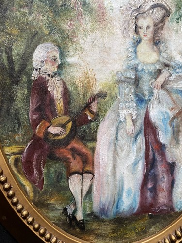 19th-Century Canadian School Oval Oil Portrait Painting Of a Serenading Musician - Picture 4 of 11
