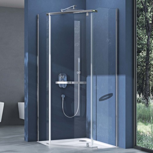 Fünfeck duschkabine 90x90 fünfeck-Dusche Duschabtrennung 8mm Nano ESG 195cm Glas - Bild 4 von 14