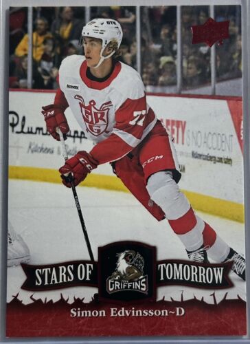 2022-23 Upper Deck UD AHL Simon Edvinsson STARS OF TOMORROW RED Parallel