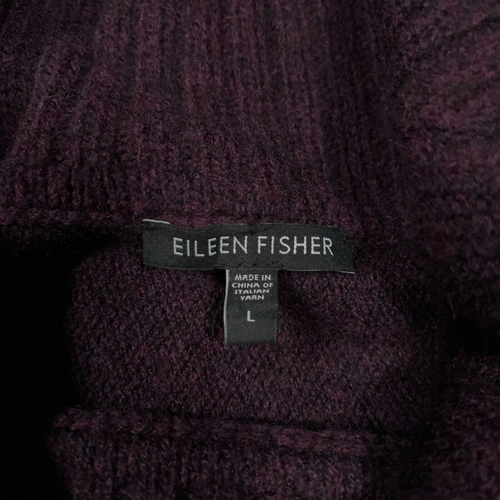 Eileen Fisher Sweater Womens Large Purple Merino Wool Camel Cocoon Cowl Neck - Picture 3 of 10