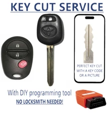 KEY CUT SERVICE +  TOYOTA  2004 - 2010 Chip DOT Key + 3B Remote + DIY TOOL