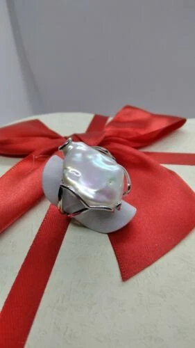 Anelli di lusso con perle d'argento in argento