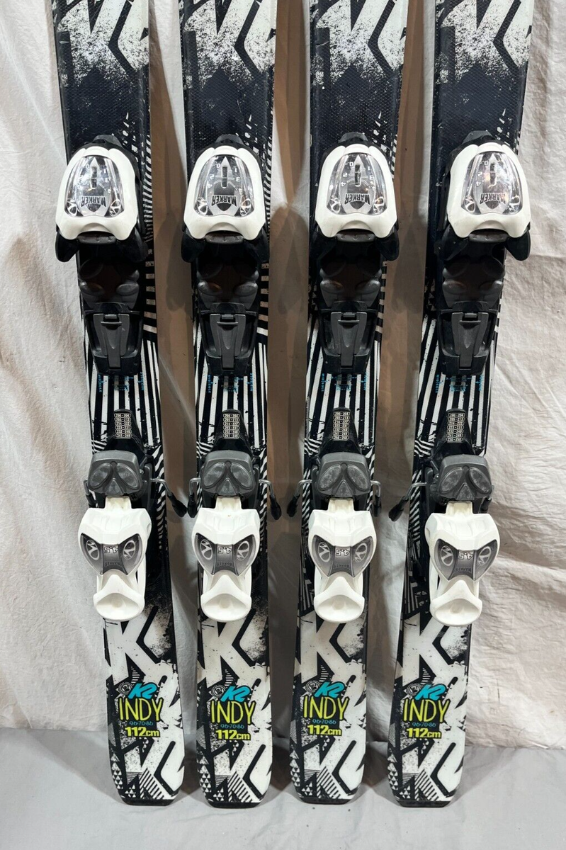K2 Indy 112cm 96-70-86 Kids Rocker Skis Marker 4.5 Adjustable