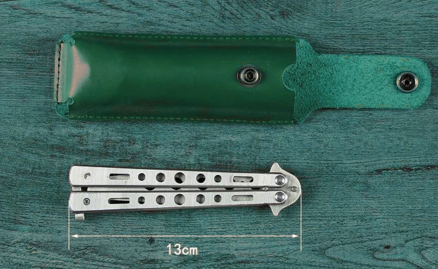 Bolso cuchillo plegable navaja cintura bolsa cuero vaca funda vaina verde 170 Foto 3 de 4