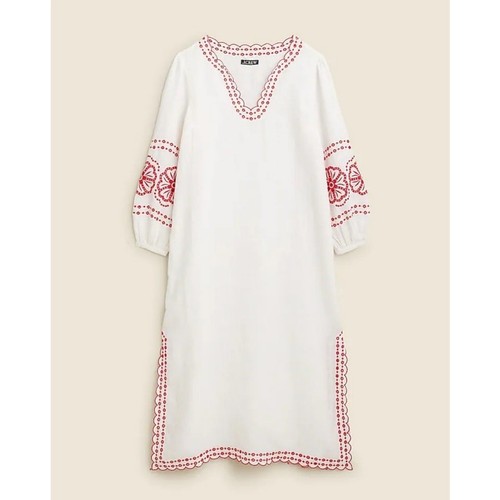 J Crew Bungalow Embroidered Linen Long Sleeve Midi Dress US Women's S New - Picture 2 of 8