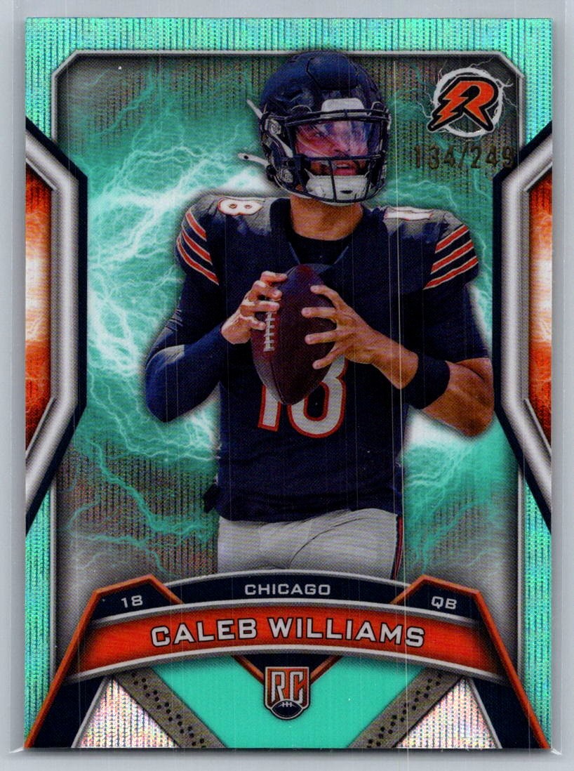 Caleb Williams 117 2024 Topps Resurgence #/249 Aqua Surge Rookie Bears Card