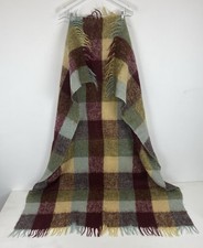 Vintage All Mohair Pile Blanket Throw Scotland Wool Plaid Tartan Scottish Fringe