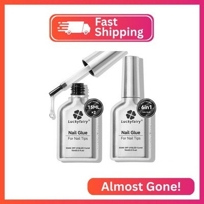 Gel Nail Glue Long Lasting: 2 Pcs 15ml Nail Glue Gel for Clear Acrylic Nails Tip