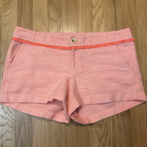 Lilly Pulitzer Walsh Short Papaya Tweed Orange Pink Size 8 Neon Fringe