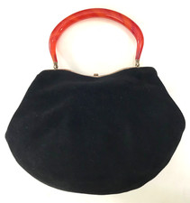 Vintage retro Empress felted wool and bakelite black evening bag