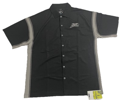 Budweiser Black SS Black Gray Button Up Shirt Mens XL Wicking NWT