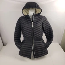 Moose Knuckles S/P Black Hooded Down Jacket Vanilla Sky Womens Puffer Coat Small