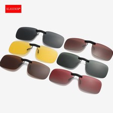 Square Clip on Sunglasses Women Polarized Black Lens Uv400 Night Vision Driving